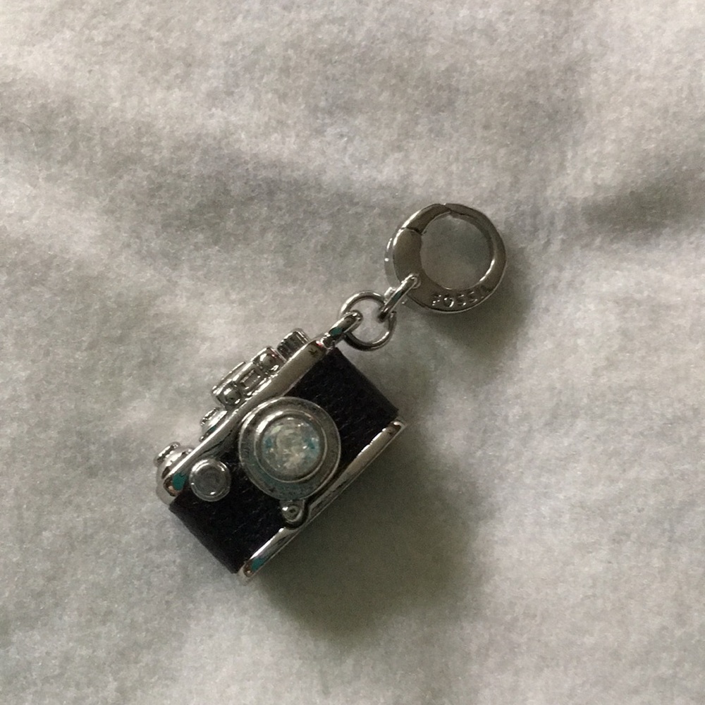 Camera charm in black with crystal